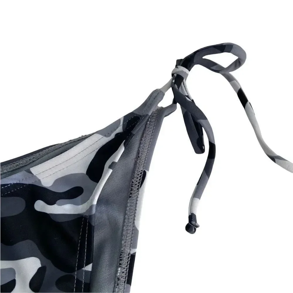 Damsel Rachael Black & White Camo Super Cheeky Bikini Bottoms in Size M